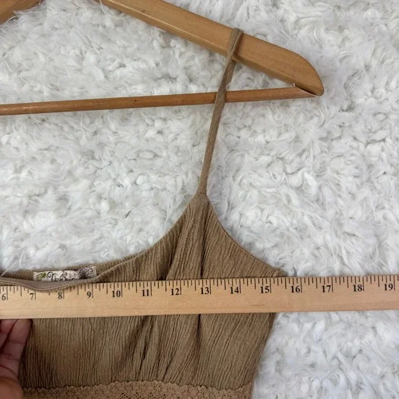 Younique Cami Tank Top Size L Brown Lace Trim Fairycore Y2K Bogo Earthy Bohemian - Picture 4 of 8